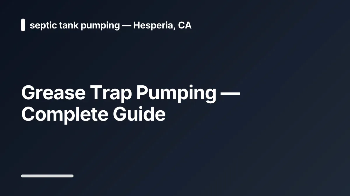 grease trap compliance for Hesperia restaurants