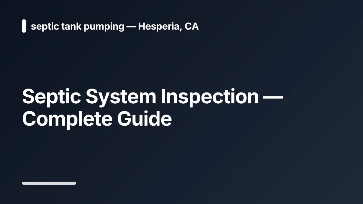 septic inspection for home sale