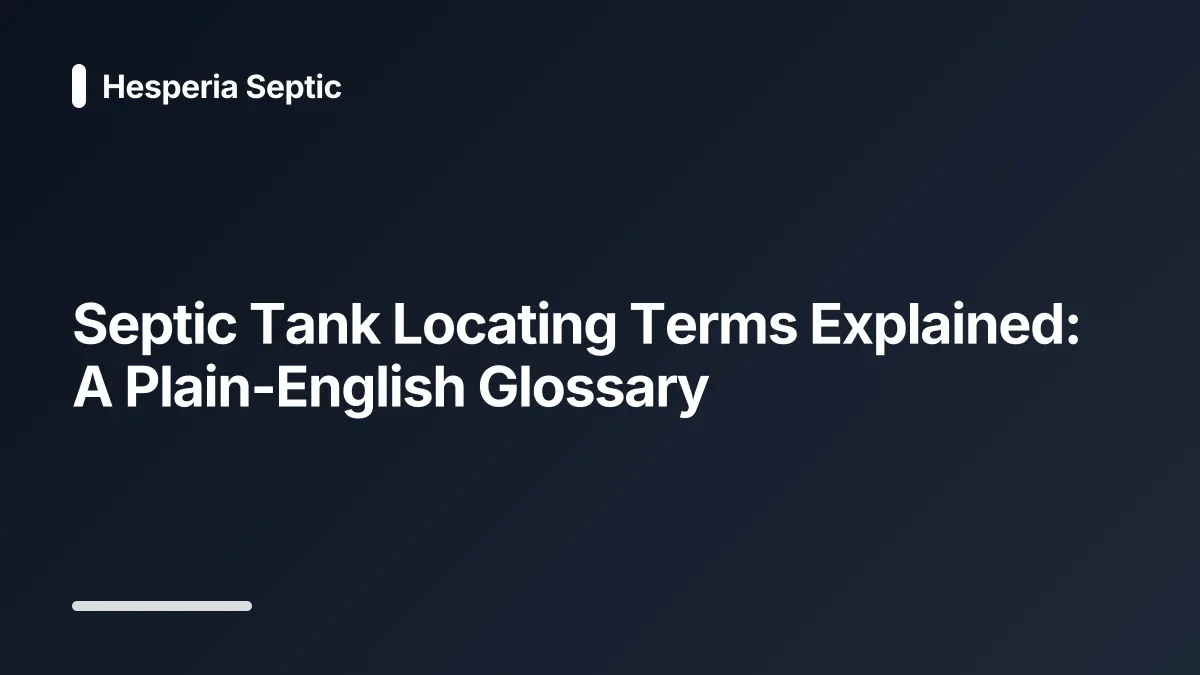 septic tank locating glossary